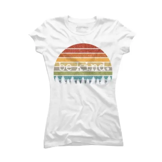 Junior's Design By Humans Uplifting Retro Sun Vintage Be Kind Happy Positive Gift By cssdru T-Shirt image {4}