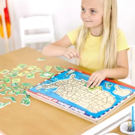 Melissa & Doug USA Map Sound Puzzle - Wooden Peg Puzzle With Sound Effects (40pc) image {4}