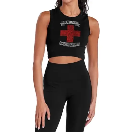 Women's Bon Jovibad Medicine Sleeveless Crop Top Tank image {5}