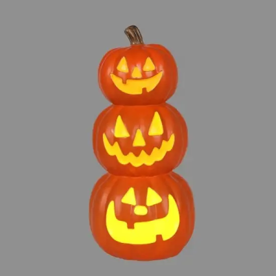 19.75" Lit Triple Stacked Pumpkin Halloween Decorative Prop - Hyde and EEK! Boutique&trade; image {2}