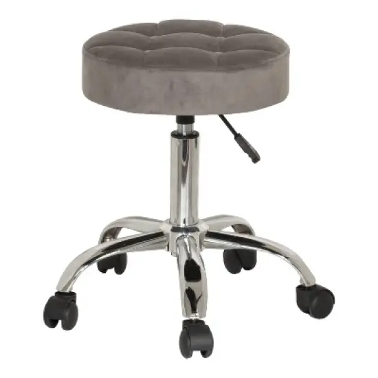 24.5" Nora Tufted Backless Adjustable Metal Vanity and Office Stool with Casters - Hillsdale Furniture image {13}