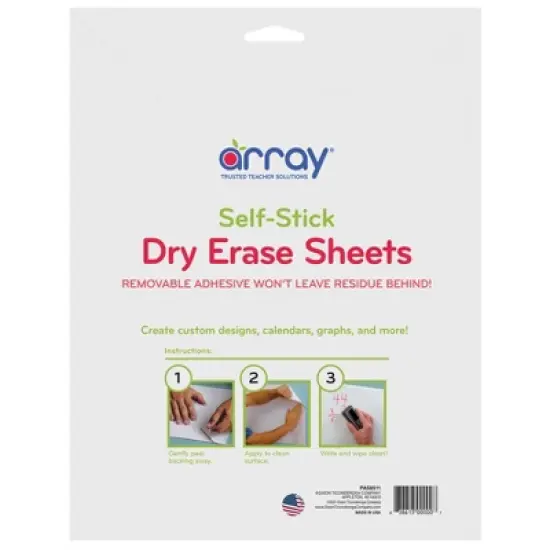 Array&reg; Dry Erase Sheets, 8.5" x 11" Plain, Pack of 5 image {2}