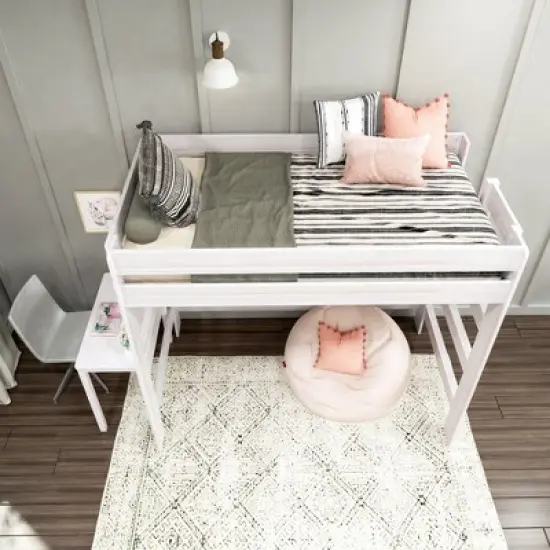 Max & Lily Farmhouse High Loft Bed with Desk image {4}