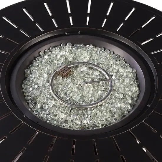 44" Round Aluminum Outdoor Propane Fire Table with Wind Blockers Lid & Propane Tank Cover - Oakland Living image {3}