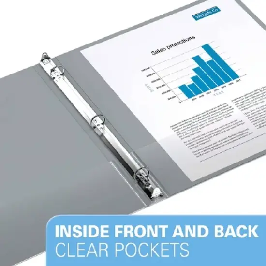 Davis Group 6pk 5/8" Premium Economy Round Ring Binders Gray: .5 Inch Hard Cover, 100 Sheet Capacity, 2 Pockets image {3}