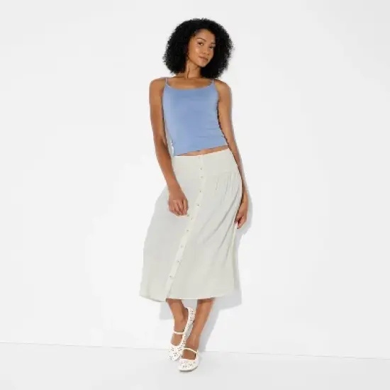 Women's Maxi Dropwaist Button-Front Skirt - Wild Fable&trade; Off-White image {3}