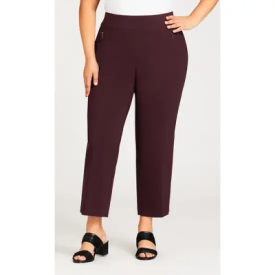 Women's Plus Size Super Stretch Zip Pant Burgundy - petite | AVENUE image {4}