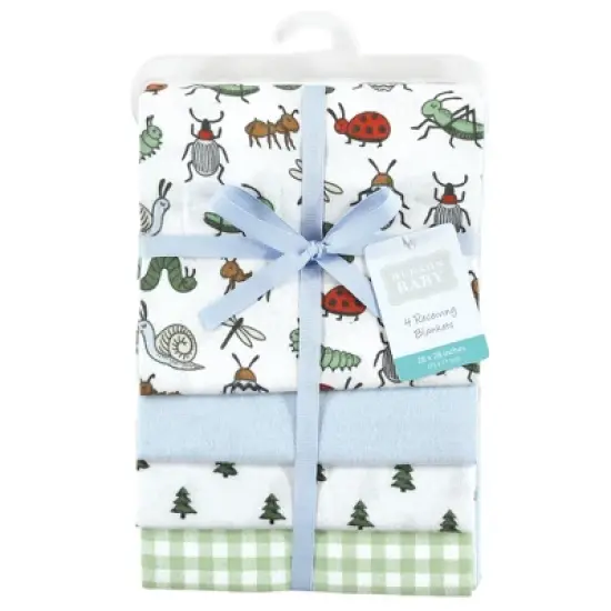 Hudson Baby Infant Boy Cotton Flannel Receiving Blankets, Bugs, One Size image {1}