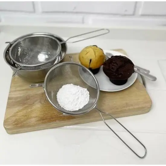 SAMMART 5.5 inches (14cm) Stainless Steel Mesh Strainer with Handle and Two Hanging Support image {3}