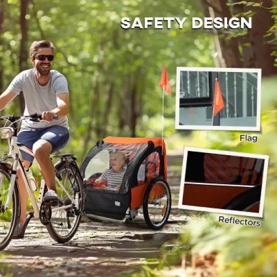 2-Seat Child Bike Trailer for Kids with a Strong Steel Frame-3irtyhousy image {6}