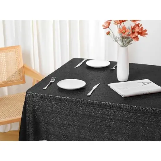 Unique Bargains Polyester Sequin Dining Room Parties Dances Rectangle Tablecloth 1 Pc image {5}