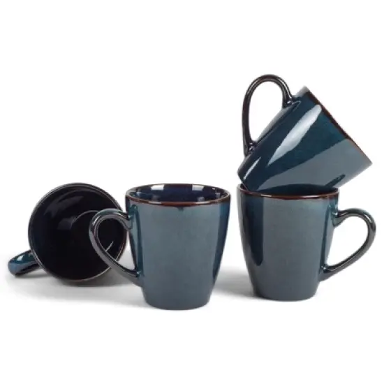 Elanze Designs Modern Chic Smooth Ceramic Stoneware Dinnerware Mugs Set of 4 - Navy Blue image {4}