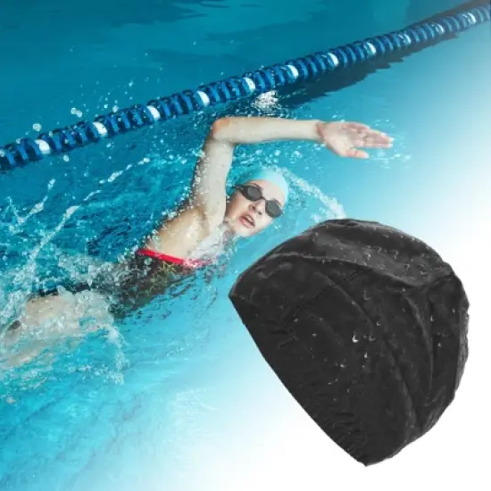 Unique Bargains PU Pleated style Swimming Cap 1 Pc image {1}