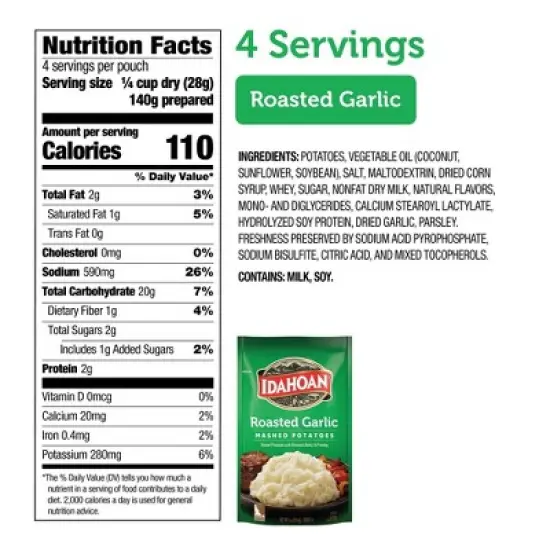 Idahoan Gluten Free Roasted Garlic Mashed Potatoes - 4oz image {3}