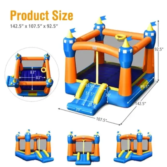 Inflatable Bounce House Kids Magic Castle w/ Large Jumping Area With 550W Blower image {3}