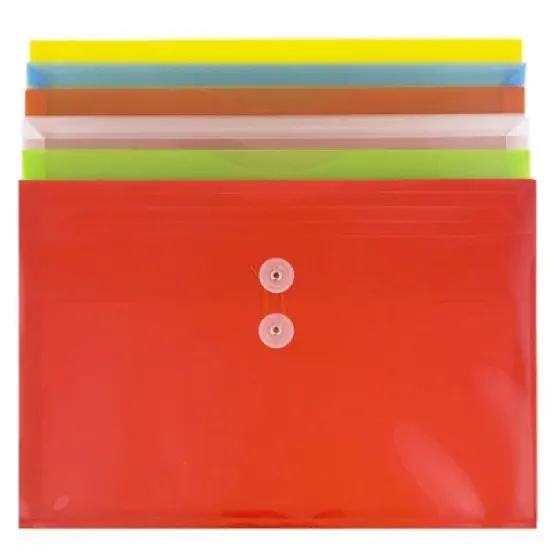 JAM Paper 9 3/4'' X 14 1/7'' 6pk Plastic Envelopes with Button and String Tie Closure with Legal Booklet - Multicolor image {2}