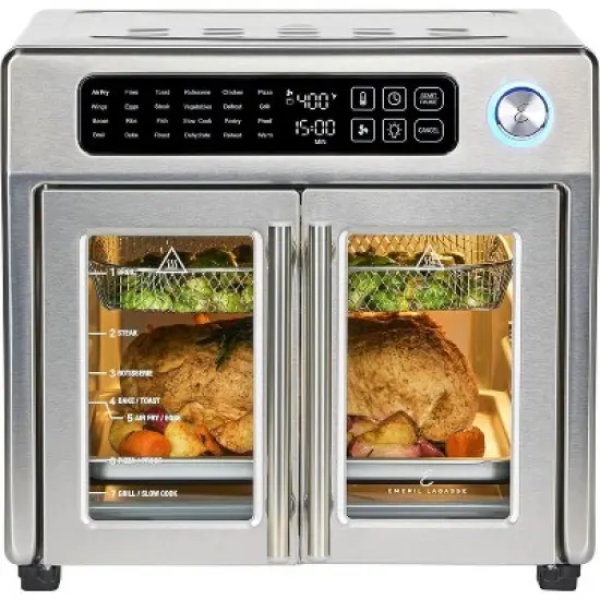 Emeril Lagasse Extra Large French Door Air Fryer Toaster Oven Combo, 25 Cooking Functions w/ Digital Controls, 7 Accessories, Stainless Steel Finish image {8}