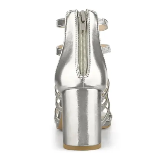 Allegra K Women's Cage Strappy Gladiators Chunky Heels Sandals image {3}