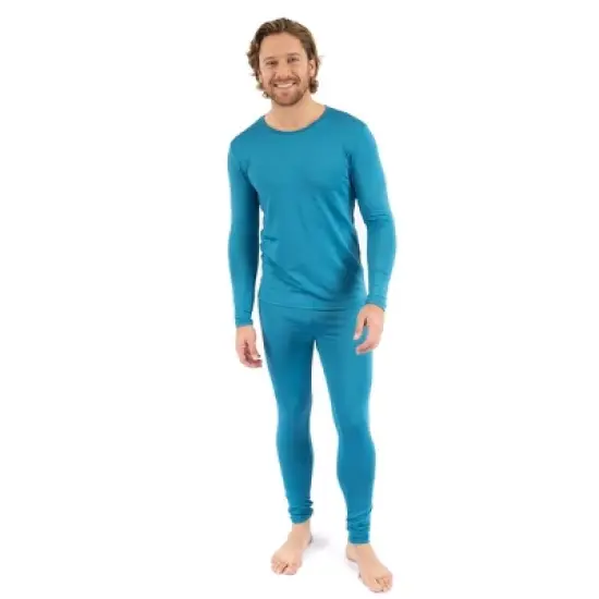 Leveret Mens Two Piece Boho Solid Color Thermal Pajamas image {3}