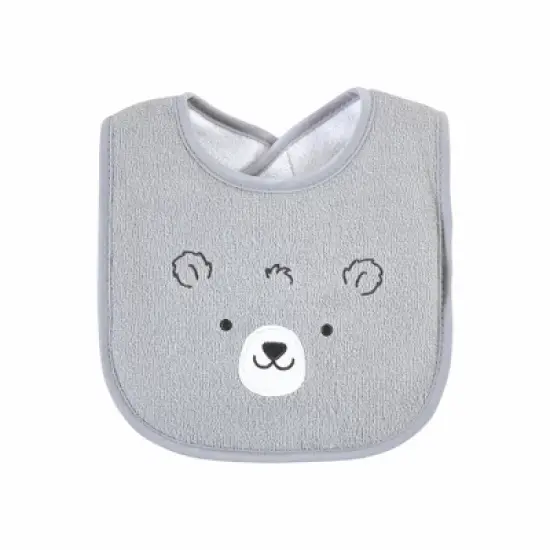 Hudson Baby Infant Boy Cotton Terry Drooler Bibs with Fiber Filling, Boy Gray Woodland, One Size image {7}