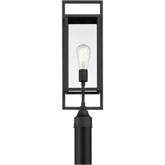 Possini Euro Design Jericho Modern Outdoor Post Light Textured Black 22" Clear Glass Panel for Exterior Barn Deck House Porch Yard Patio Home Outside image {4}