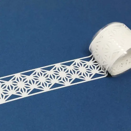 Wrapables Hollow Lace Pattern Masking Tape 2M Length Total (Set of 2), White Geometric image {2}