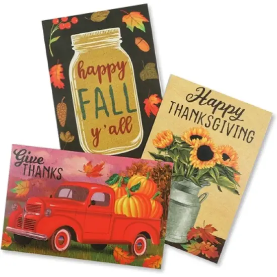 48-Pack Happy Thanksgiving Cards with Kraft Envelopes (4x6 In, 3 Fall Designs) image {2}