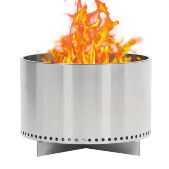 20.5" Smokeless Fire Pit, Portable Stainless Steel Wood Burner with Air Switch & Ash Pan, 80% Less Smoke, Even Heat for Camping/Backyard image {7}