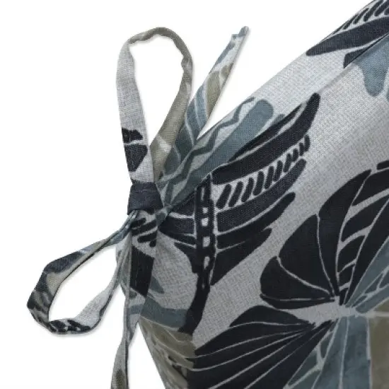 2pc 18.5"x15.5" Outdoor/Indoor Rounded Chair Pad Hixon Stone Black - Pillow Perfect image {2}