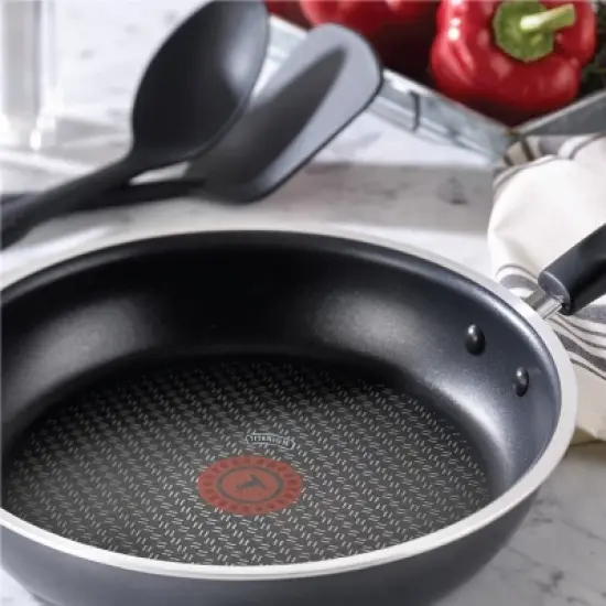 T-fal 12pc Signature Titanium Nonstick Cookware Set Dark Gray: Safe Nonstick, Tempered Glass Lids, Oven-Safe, Ergonomic Handles image {3}