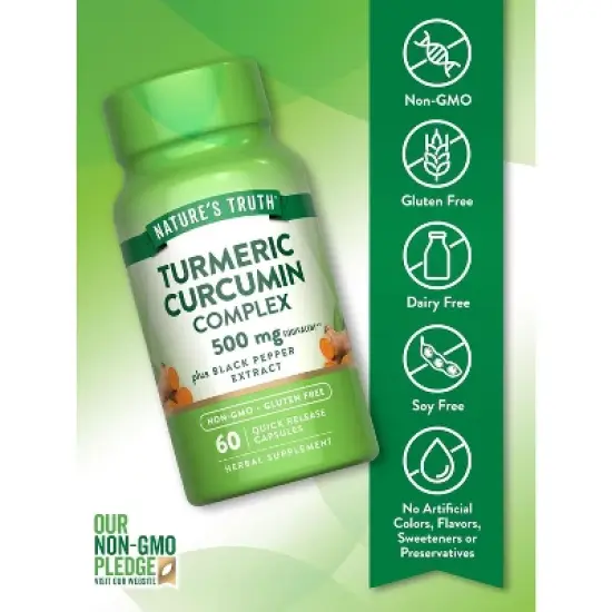 Nature's Truth Turmeric Curcumin with Black Pepper Extract | 500mg | 60 Capsules image {2}