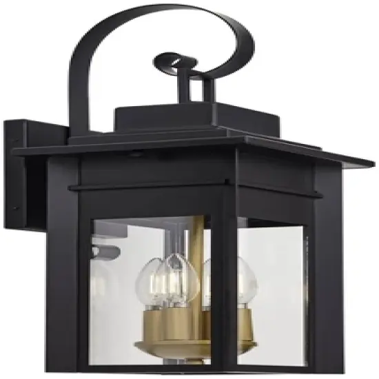 Franklin Iron Works Rustic Farmhouse Outdoor Wall Light Fixture Black 4-Light 21 1/2" Clear Glass Shade for Exterior Barn Deck House Porch Yard Patio image {5}