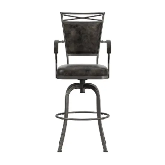 Bridgetown Metal Bar Height Swivel Stool Pewter - Hillsdale Furniture image {3}