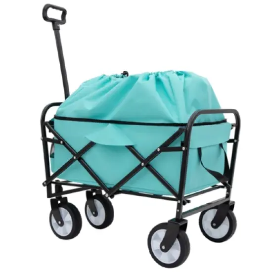 DSVIMOY Extention Collapsible Foldable Wagon Cart, Grocery Cart for for Camping Shopping Sports Gardeing Fishing, Blue, 25.98"*17.32"*37.4" image {3}