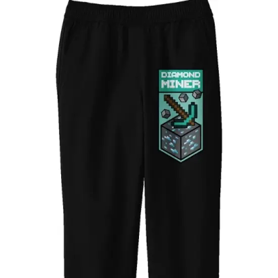 Minecraft Diamond Miner Symbol Youth Black Graphic Jogger Pants image {1}