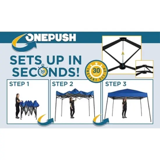 Tommy Bahama Patented Pop Up Canopy EZ Open Tent with Roller Bag and tent Spikes, for All Outdoor Activities, Blue, 10 x 10 Feet image {3}