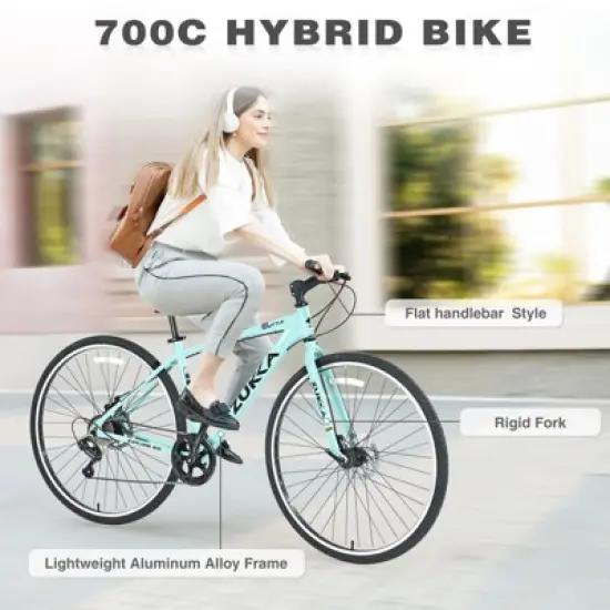 Aukfa  7-Speed Hybrid Bike - Aluminum Frame, Dual Disc Brakes, 700C Wheels - Men/Women's City Bicycle,Multiple Colors image {8}