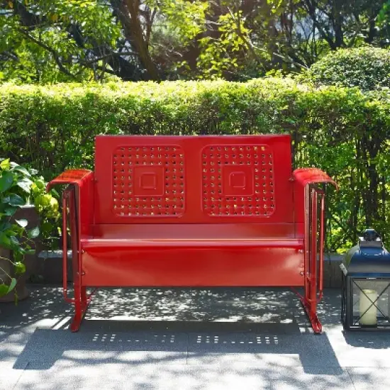 Bates Outdoor Loveseat  Glider - Bright Red - Crosley image {2}
