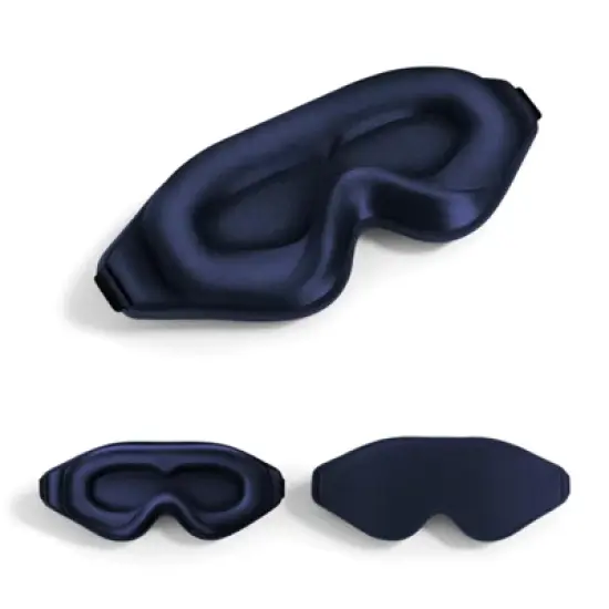 3D Deep Contoured Zero Pressure Sleep Eye Mask for Men and Women, Blackout Blindfold with Adjustable Strap for Travel, Home, Nap , Blue image {5}
