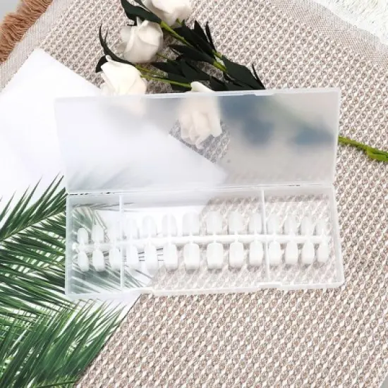 Unique Bargains Women's Short Square Fake Nails Clear 1 Set image {4}