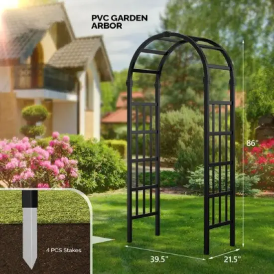 Karl Home 7.2FT Black PVC Garden Arbor image {1}