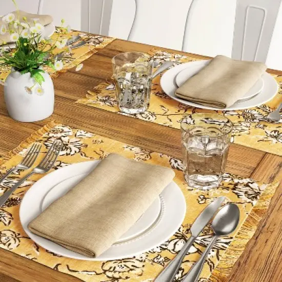 Cotton Flower Printed Fused Placemat Yellow - Threshold&trade; image {1}