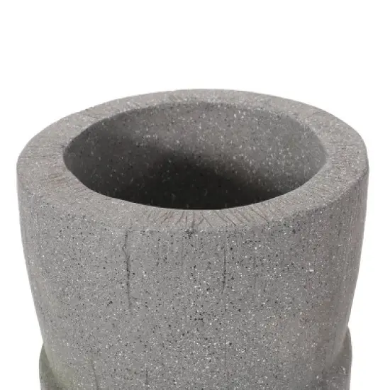 Christopher Knight Home 10" Wide Poulan Concrete Outdoor Novelty Polynesian Planter Stone Gray image {8}