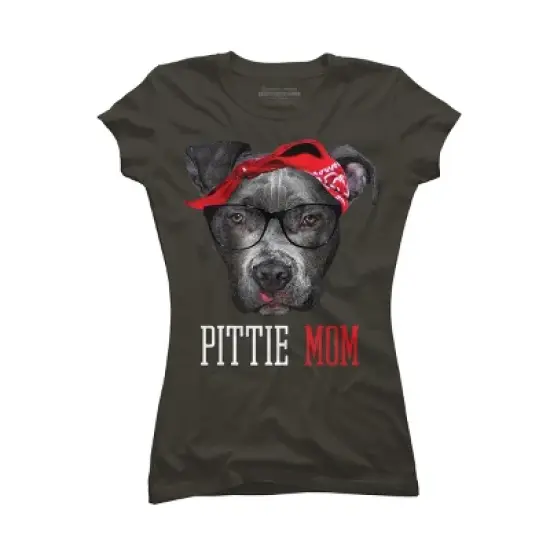 Junior's Design By Humans Mother's Day Pittie Mom Pitbull Dog Lovers By dandingroz T-Shirt image {4}