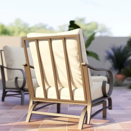 Outsunny 5 Piece Patio Furniture Set with 2 Rocking Chairs, 3-Seat Sofa, and 2 Ottomans for Garden, Lawn, Deck, Backyard, Beige image {4}