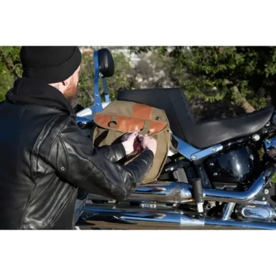 Stansport Cotton Canvas Saddle Bag Olive Green image {3}