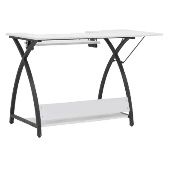Comet Plus Sewing/Office Table with Fold Down Top, Height Adjustable Platform and Bottom Storage Shelf Black/White - Sew Ready image {3}
