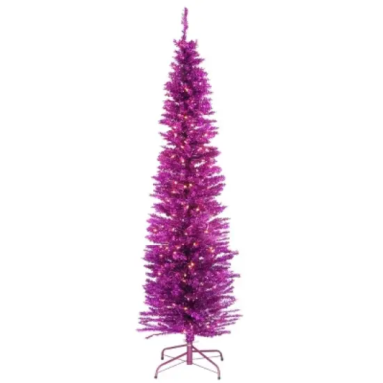 National Tree Company Pencil Slim Tinsel Artificial Christmas Tree image {1}
