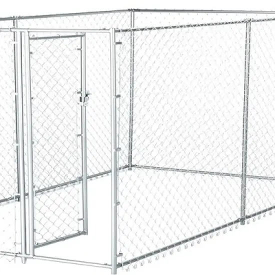 Lucky Dog Adjustable Heavy Duty Outdoor Galvanized Steel Chain Link Dog Kennel Enclosure with Latching Door, and Raised Legs image {3}