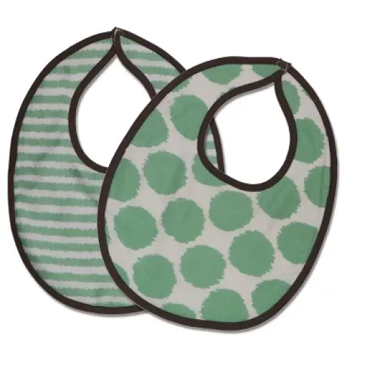 Bacati - Ikat Mint/Gray Dots/Stripes Muslin 4 pc set of Bibs & Burp Cloths Set image {1}
